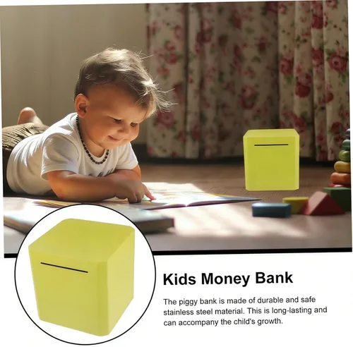 Miniatura 3 de ibasenice Alcancias de Dinero para adultos, alcancía de acero inoxidable, caja de dinero personal, caja de dinero irrompible de metal para adultos