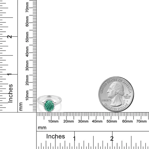Miniatura 68 de Gem Stone King Anillo de compromiso ovalado de oro blanco de 10 quilates con piedra natal y halo de diamantes Ovalado de 0.354 x 0.276 in Anillo