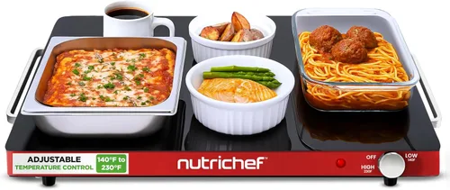 Miniatura 7 de NutriChef - Charola Eléctrica para Conservar Alimentos Calientes Bandeja de Servir Caliente con Superficie de Vidrio Temperatura Ajustable