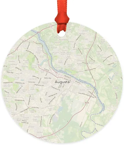 Miniatura 35 de Andaz Press Mapa de la ciudad de Estados Unidos redondo de madera natural MDF ornamento de Navidad, Akron, Ohio Vintage Mapa, 1 paquete, larga