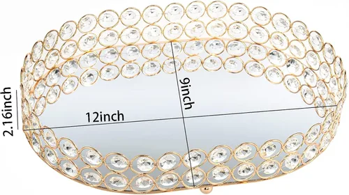 Miniatura 2 de Feyarl Bandeja de perfume de cristal, organizador de maquillaje, joyería ornamentada, baratija, herramientas cosméticas, almacenamiento decorativo
