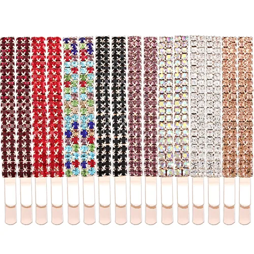 Miniatura 2 de Yaomiao 16 horquillas de diamantes de imitación de doble fila, pinzas decorativas para el cabello, horquillas de cristal de diamante para mujeres