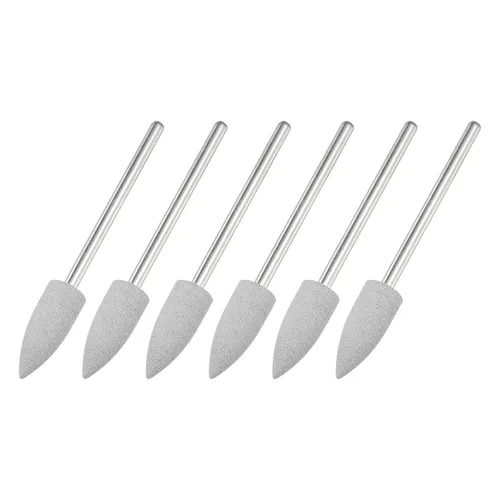 Miniatura 28 de uxcell Piedra montada abrasiva de 80 granos 0.093 in vástago de 1/4 "(6 mm) de diámetro cabezas puntiagudas ruedas de pulido y pulido de piedra
