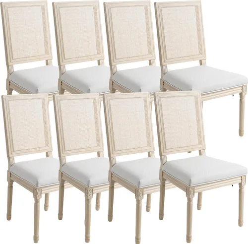 Miniatura 40 de chairus Juego de 2 Sillas de Comedor Estilo Granja Sillas de Comedor de Casa de Campo Francés Sillas Tapizadas de Tela Vintage con Respaldo Redondo