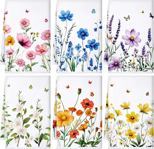 Miniatura 10 de Geyoga 6 Piezas Toallas de Cocina de Girasol Toallas de Platos Absorbentes Paños de Té Decorativos para Cocina de Verano Baño Decoración del Hogar