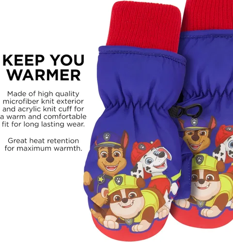 Miniatura 6 de Nickelodeon Paw Patrol - Gorro de invierno para niños pequeños con guantes de punto y guantes de esquí aislados, para niños de 2 a 4 años, Paw Patrol