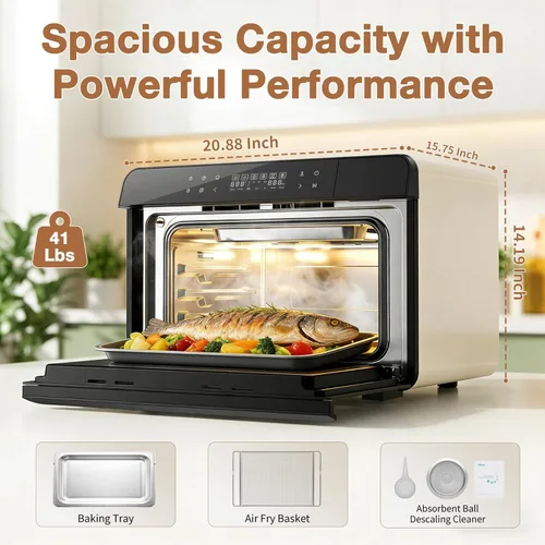 Miniatura 3 de ROBAM Horno combinado con freidora de aire tostadora, horno de vapor de encimera 14 en 1 con convección de vapor para asar y hornear, cocción Blanco