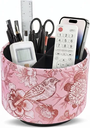 Miniatura 81 de Organizador Redondo de Cuero para Suministros de Arte, Soporte para Control Remoto, Rotación de 360 Grados, Soporte Multifuncional para Lápices