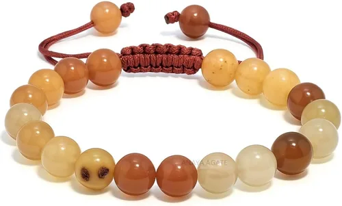 Miniatura 140 de Adjustable Crystal Bracelet – Gemstone Bead Bracelet with Adjustable Macrame String – Chic Gemstone Bracelet for Men and Women – 8mm Round Healing