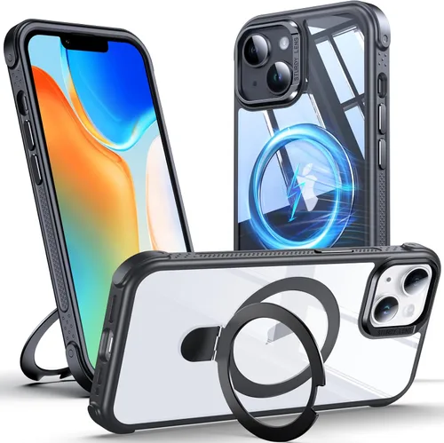 Miniatura 29 de Anqrp Funda transparente con función atril magnética con junta tórica para iPhone 12/12 Pro, compatible con Mag-Safe, de grado militar, reforzada