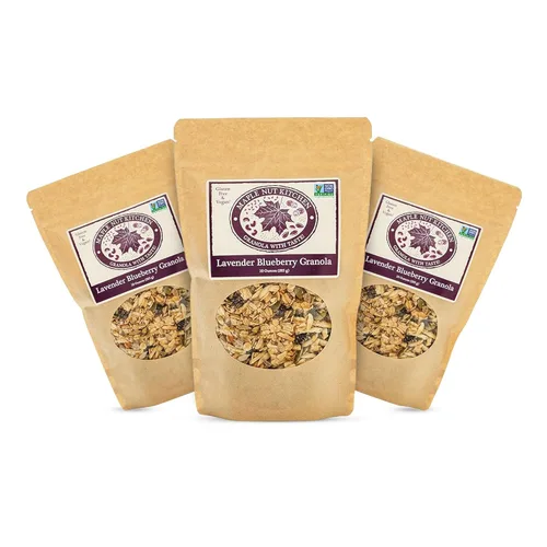 Miniatura 12 de Maple Nut Kitchen Granola de almendras y arándanos, sin gluten y vegana, mezcla abundante con avena, almendras y arándanos, 10 onzas
