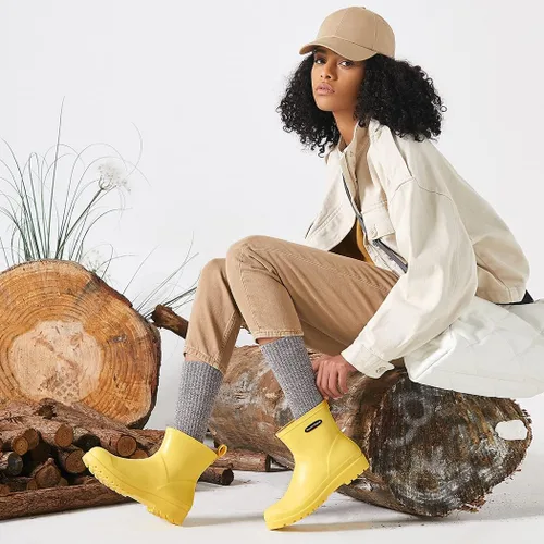 Miniatura 2 de Planone Botas cortas de lluvia para mujer, zapatos de jardín impermeables, botas de lluvia antideslizantes para mujer, plantillas cómodas, elegantes