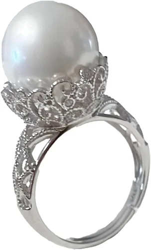 925 Plata de ley Vintage Pearl Anillo de montaje para mujer, accesorios de anillo ajustables al por mayor para la fabricación de joyas, Plata de ley
