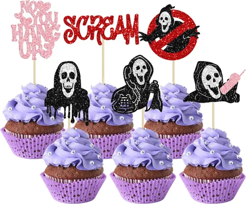 Miniatura 11 de Ephlyn 24 adornos negros para cupcakes con temática de Halloween, baby shower, niños, fiesta de cumpleaños, suministros de decoración de pasteles