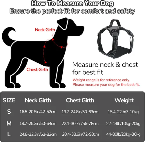 Miniatura 6 de EVERKING Arnés de chaleco sin tirones con asa, arnés ajustable impermeable con 4 hebillas, clip reflectante frontal y trasero para perros pequeños