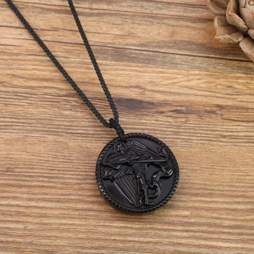 Miniatura 3 de COAI Collar colgante de obsidiana negra de joyería cristiana