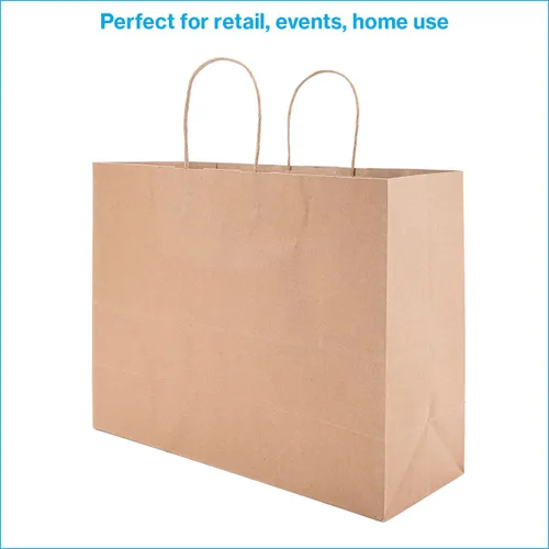 Miniatura 2 de SSWBasics Bolsa de compras de papel kraft marrón – Grande (16 pulgadas de largo x 6 pulgadas de profundidad x 12 ½ pulgadas de alto) – Caja de 100