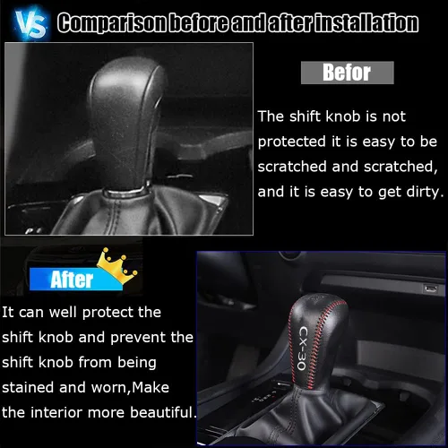 Miniatura 3 de Accesorios de interior personalizados para Mazda CX-30 2020 2021 2022, funda de palanca de cambios de cuero automático, botas de transmisión, funda
