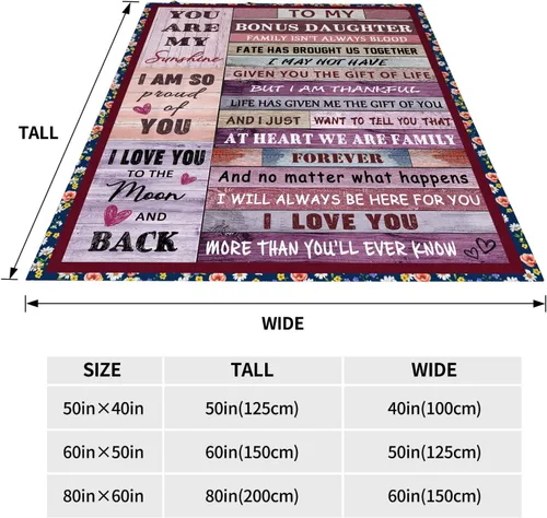 Miniatura 6 de Regalo para Hijastra, Manta de Cumpleaños de Hijastra de Madrastra y Padrastro, Manta para el Día de la Madre para Hijastra, Mantas 127 cm x 152 cm