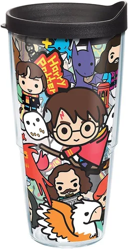 Miniatura 15 de Tervis Harry Potter Group Charms - Vaso con envoltura y tapa negra, taza de 16 onzas, transparente Negro/Blanco