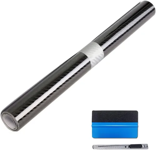 Miniatura 11 de LZLRUN Envoltura de vinilo de fibra de carbono 5D - Calificada para uso al aire libre y en automóviles - 1 pie x 5 pies Incluye espátula y aplicador