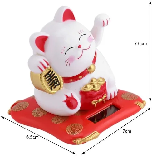 Miniatura 2 de Tyenaza Gato agitando, brazo agitador de gato de la suerte, gato chino japonés de la suerte, gato de la suerte, alimentado por energía solar, lindo