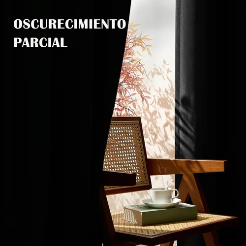 Miniatura 5 de jinchan Cortinas opacas con textura de lino negro para dormitorio, sala de estar, 2 paneles de 84 pulgadas de largo, con aislamiento térmico