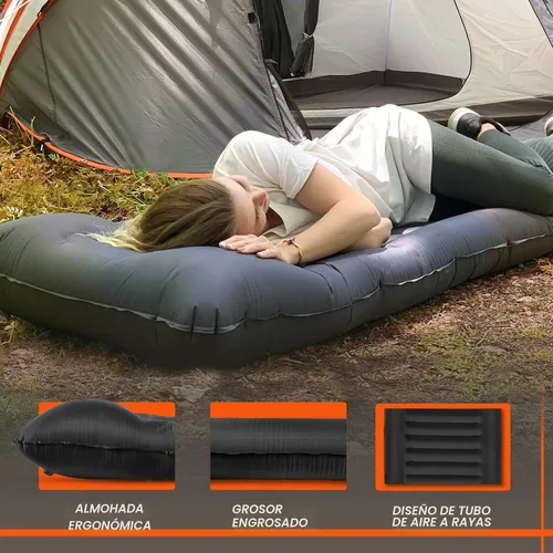 Miniatura 4 de TOBTOS Colchoneta Inflable para Acampar con Almohada, Colchoneta de Dormir Ultraligera Gruesa de 6 Pulgadas con Bomba Incorporada, Colchoneta