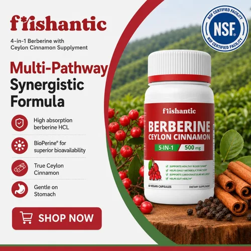 Miniatura 2 de Berberina HCL de 500 mg con canela de Ceilán, soporte metabólico 5 en 1 con BioPerine®, ALA y cromo, apoyo energético y bienestar, 60 cápsulas