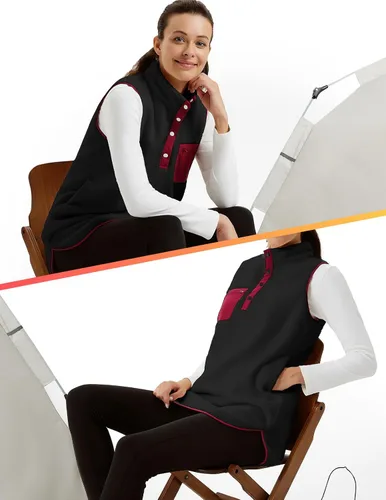 Miniatura 7 de JACK SMITH Vestido de forro polar sin mangas para mujer, vestido de invierno con botones y bolsillos