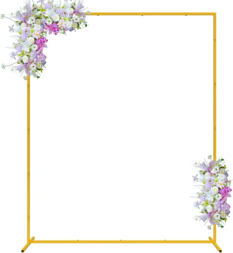 Miniatura 8 de Fondo de arco de boda de 6.6 x 4 pies, soporte cuadrado dorado para arco de globos de metal, marco rectangular para fiesta de cumpleaños, baby