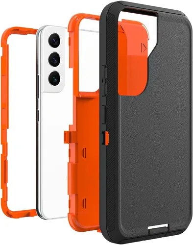 Miniatura 5 de Funda para Galaxy S21, Funda Resistente de Grado Militar Resistente a los Golpes y a Prueba de Caídas para Samsung Galaxy S21, Negro+Naranja Negro