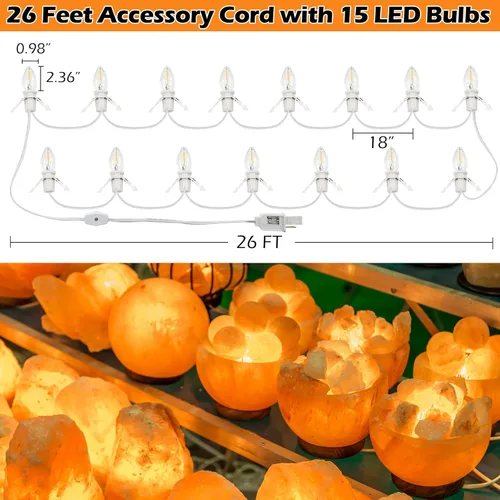 Miniatura 2 de Meonum Cable de accesorios con 15 bombillas LED, cable de luz C7 de aldea navideña con dos fusibles de repuesto, tira de luces de molde de soplado