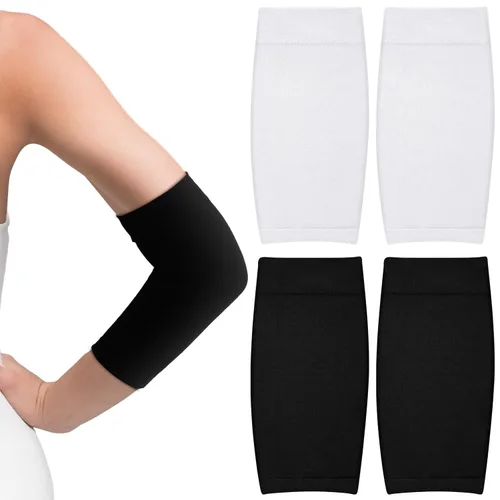 Miniatura 9 de Vicenpal 2 pares de fundas de tatuaje para el antebrazo para mujeres y hombres, cubierta de compresión para la parte superior del brazo (negro, nude)