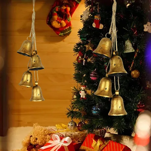 Miniatura 2 de Styleonme Campanas Decorativas, Campanas de Decoración de Navidad, Campana de Toro Colgante de Cuerda de Metal Huangma, Campana Clásica
