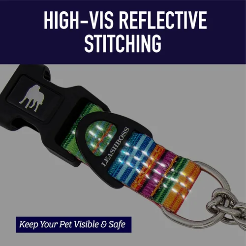 Miniatura 7 de Leash Boss Collar Martingale para perros – Cadena de acero Collar de nailon reflectante para perros grandes, medianos y pequeños Collar de Azul