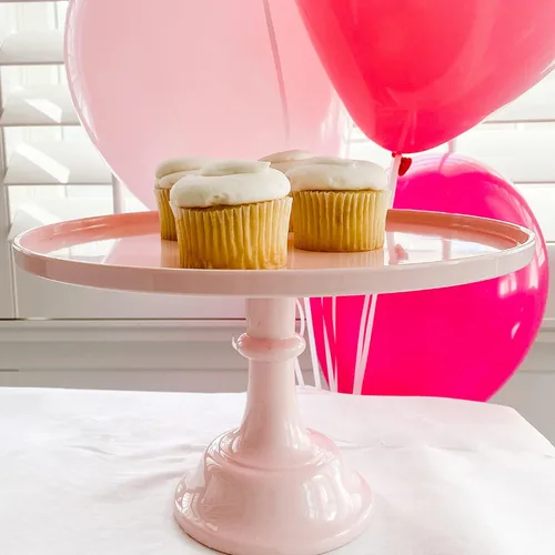 Miniatura 2 de Sprinkles & Confetti Soporte para pastel de melamina rosa bebé de 11 pulgadas, exhibición de postres reutilizable para el día de San Valentín, 4
