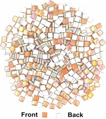 Miniatura 4 de Azulejos de mosaico de cristal cuadrados de 1.1 libras, azulejos de mosaico de vidrio iridiscentes para manualidades, piezas de mosaico
