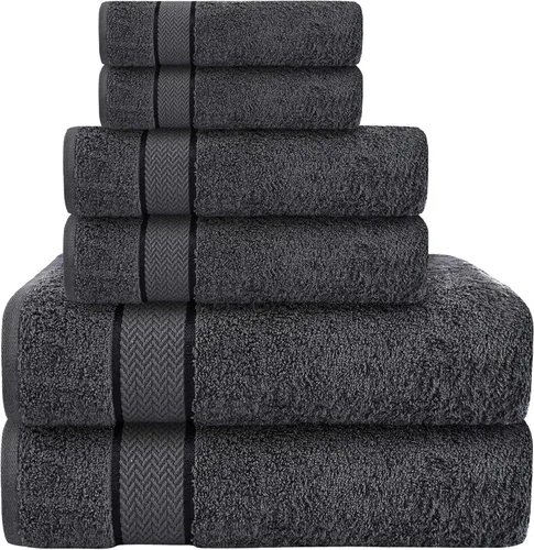 Miniatura 17 de Juego de toallas de baño - 100% algodón - 2 toallas de baño, 2 toallas de mano y 2 paños - Grandes, secado rápido, absorbentes, suaves, lujosas