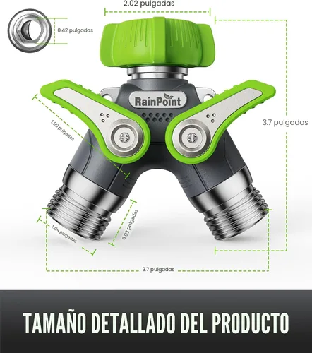 Miniatura 7 de RAINPOINT Divisor de manguera de jardín, divisor de espiga en Y de manguera de agua resistente de 2 vías con válvulas de cierre, divisor de grifo