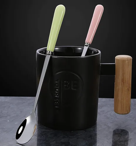 Miniatura 7 de 3 cucharas de mezcla para café, postre, helado, batido, cucharadita de acero inoxidable con mango de cerámica, cucharadas de café expreso, cucharas
