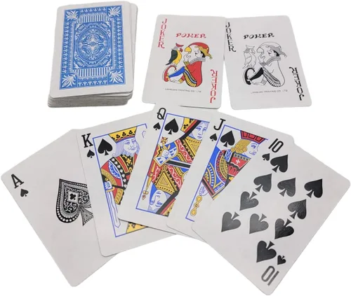 Miniatura 3 de Zugar Land Naipes económicos: 2 barajas (1 baraja roja y 1 azul) de 2.3/8 pulgadas por 3.3/8 pulgadas (2.165 in x 3.386 in) con revestimiento
