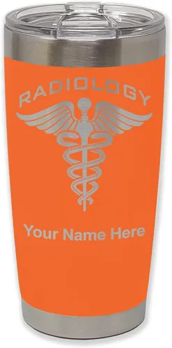 Miniatura 27 de LaserGram Vaso aislado al vacío de 20 onzas, radiología, grabado personalizado incluido (azul claro)