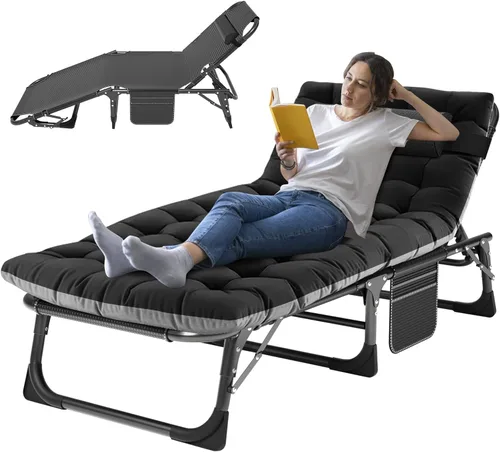 ABORON Catre de Camping para Adultos de 28" Extra Ancho, Resistente 1200D Oxford Catre para Dormir, Cama de Campamento Plegable Portátil con Z Ébano