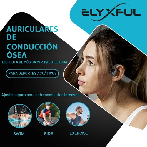 Miniatura 5 de Auriculares de natación con conducción ósea ELYXFUL, IP68 impermeables Bluetooth y reproductor MP3 de 64GB, auriculares de oreja abierta para nadar