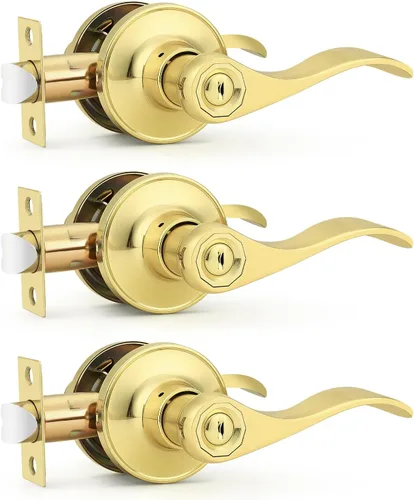 Miniatura 19 de Probrico Manijas de puerta de privacidad estilo ondulado de níquel satinado, manijas de puerta de baño/cama, cerraduras interiores sin llave