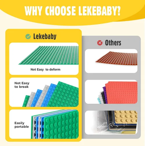 Miniatura 6 de Lekebaby - Placas base clásicas para construcción de ladrillos 100% compatibles con las principales marcas de placas base de 10 x 10 pulgadas, edad
