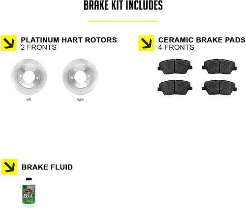 Miniatura 2 de Hart Brakes Kit de frenos y rotores delanteros Pastillas de freno delanteras Rotores y pastillas de freno, pastillas de freno y rotores