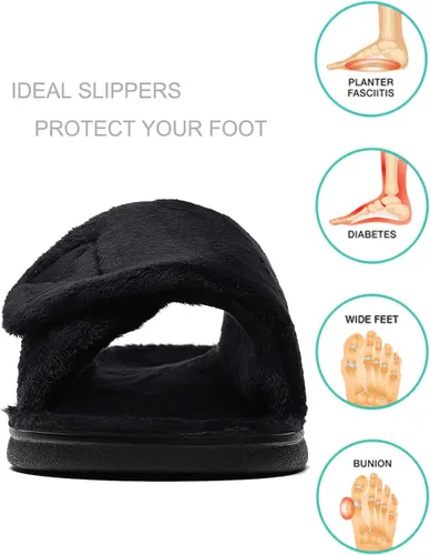 Miniatura 2 de SOLLBEAM Pantuflas peludas con soporte de arco para mujer, sandalias ortopédicas para el talón