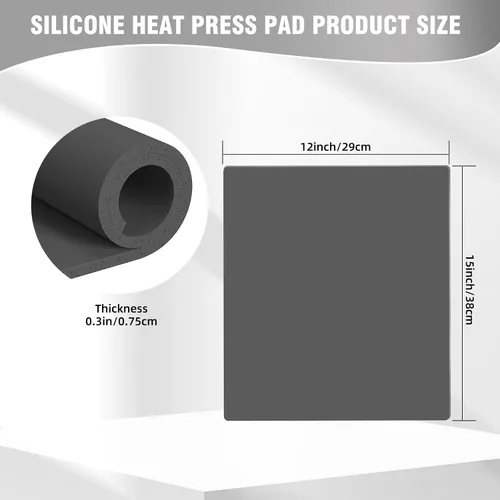 Miniatura 2 de BetterSub Alfombrilla de silicona para prensa de calor de 12 x 15 pulgadas, almohadilla de prensa de calor resistente al fuego de 0.3 pulgadas